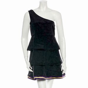 Alice & Olivia Silk One Shoulder Tiered Dress